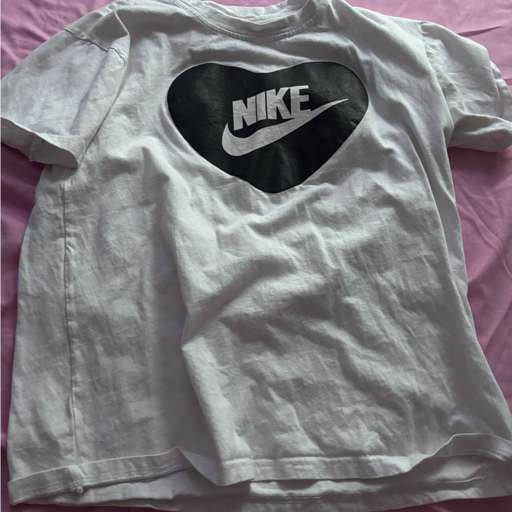 Nike White Tee with Black Heart Logo
